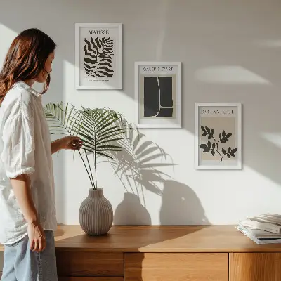 Modern keretezett képszett minimalista poszterek növényi és absztrakt mintákkal