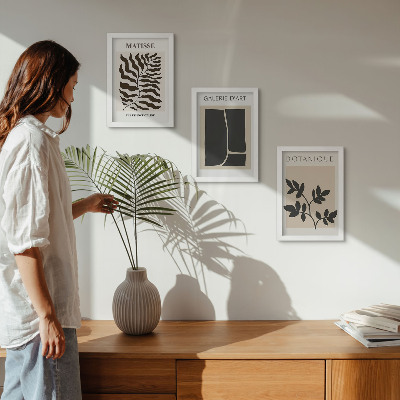Modern keretezett kép szett Minimalista poszterek növényi mintákkal és absztraktokkal