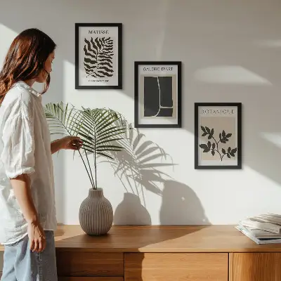 Modern keretezett képszett minimalista poszterek növényi és absztrakt mintákkal