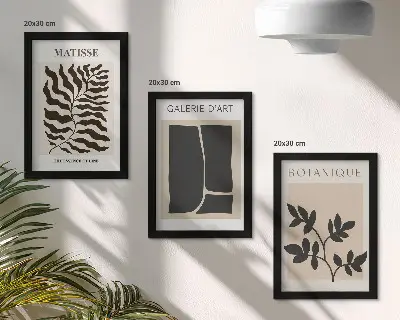 Modern keretezett képszett minimalista poszterek növényi és absztrakt mintákkal