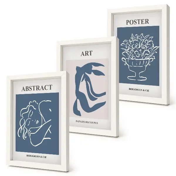 Modern keretezett képszett Matisse stílusú absztrakt minták figurákkal és virágokkal