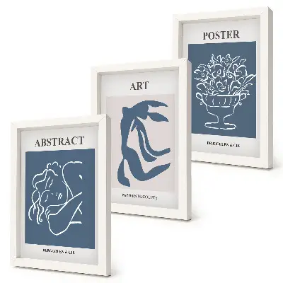 Modern keretezett képszett Matisse stílusú absztrakt minták figurákkal és virágokkal