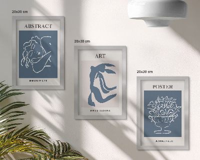 Modern keretezett kép szett Matisse stílusos absztrakt mintái figurákkal és virágokkal