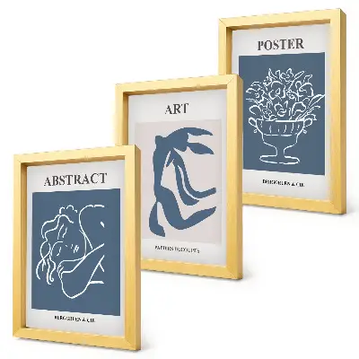 Modern keretezett képszett Matisse stílusú absztrakt minták figurákkal és virágokkal