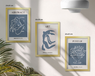 Modern keretezett kép szett Matisse stílusos absztrakt mintái figurákkal és virágokkal