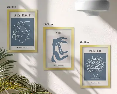 Modern keretezett képszett Matisse stílusú absztrakt minták figurákkal és virágokkal
