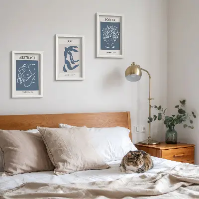 Modern keretezett képszett Matisse stílusú absztrakt minták figurákkal és virágokkal