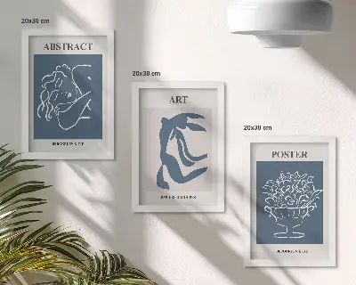Modern keretezett képszett Matisse stílusú absztrakt minták figurákkal és virágokkal
