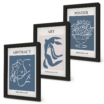 Modern keretezett kép szett Matisse stílusos absztrakt mintái figurákkal és virágokkal