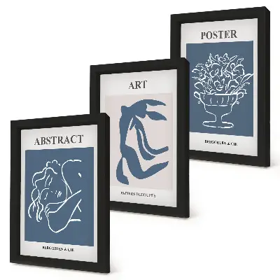 Modern keretezett képszett Matisse stílusú absztrakt minták figurákkal és virágokkal