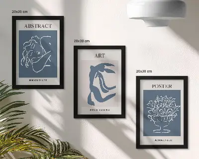 Modern keretezett képszett Matisse stílusú absztrakt minták figurákkal és virágokkal