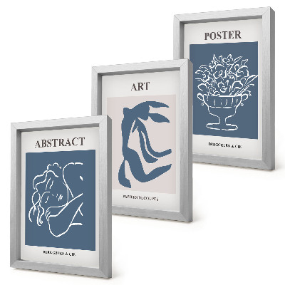 Modern keretezett kép szett Matisse stílusos absztrakt mintái figurákkal és virágokkal