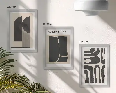 Absztrakt formák minimalista poszterszett keretezett triptichon