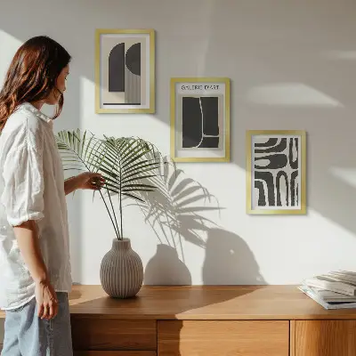 Absztrakt formák minimalista poszterszett keretezett triptichon