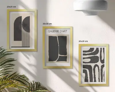 Absztrakt formák minimalista poszterszett keretezett triptichon
