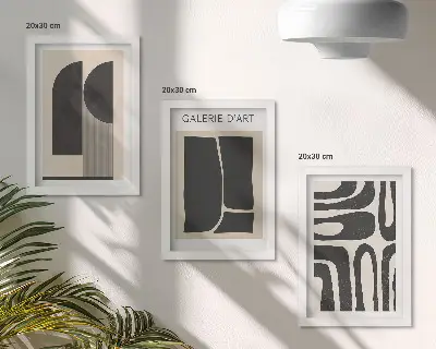 Absztrakt formák minimalista poszterszett keretezett triptichon