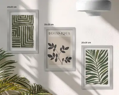 Modern keretezett képszett botanikai kompozíciók bohém minimalista stílusban