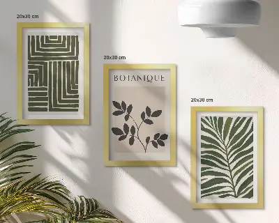 Modern keretezett képszett botanikai kompozíciók bohém minimalista stílusban