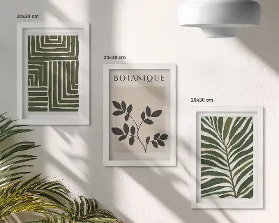 Modern keretezett képszett botanikai kompozíciók bohém minimalista stílusban