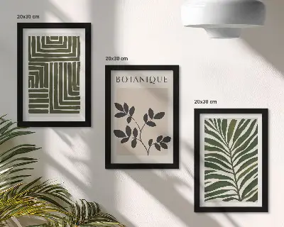 Modern keretezett képszett botanikai kompozíciók bohém minimalista stílusban
