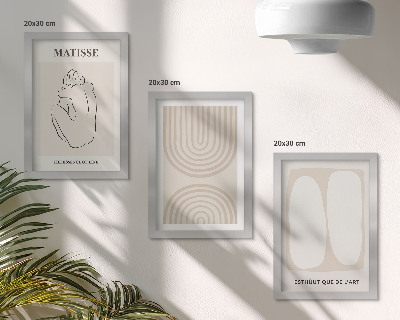 Keretezett triptichon Stílusos vonalak és minimalista formák semleges tónusokban