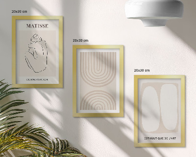 Keretezett triptichon Stílusos vonalak és minimalista formák semleges tónusokban