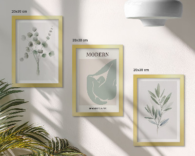 Modern keretezett kép szett Növényi motívumok finom zöld árnyalatokban