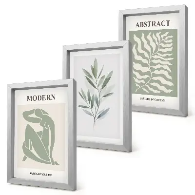 Keretezett triptichon matisse akvarell bohém növények mintával