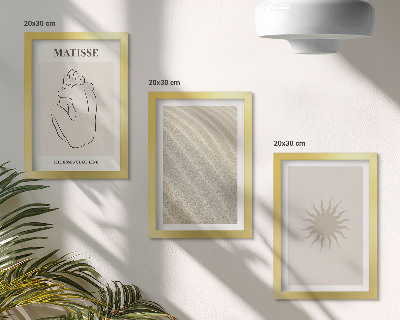 Modern keretezett kép szett Minimalista vonalak, homok, hullámok és nap