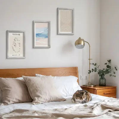 Modern keretezett képszett pasztell árnyalatú vonalas és hullámos minimalista mintával