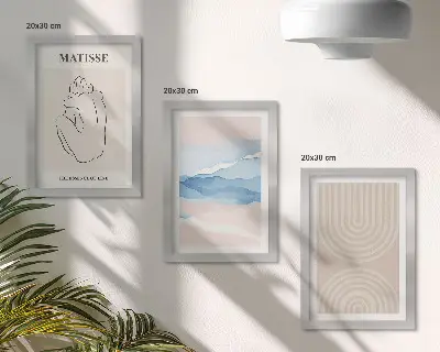 Modern keretezett képszett pasztell árnyalatú vonalas és hullámos minimalista mintával