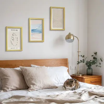 Modern keretezett képszett pasztell árnyalatú vonalas és hullámos minimalista mintával