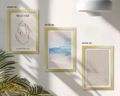 Modern keretezett képszett pasztell árnyalatú vonalas és hullámos minimalista mintával