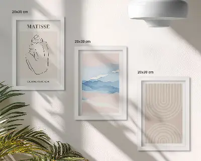 Modern keretezett képszett pasztell árnyalatú vonalas és hullámos minimalista mintával