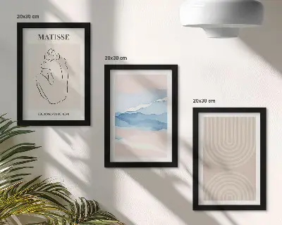 Modern keretezett képszett pasztell árnyalatú vonalas és hullámos minimalista mintával