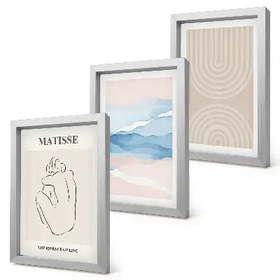 Modern keretezett képszett pasztell árnyalatú vonalas és hullámos minimalista mintával