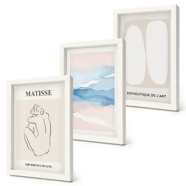 Matisse absztrakt formái és finom színei keretezett triptichon
