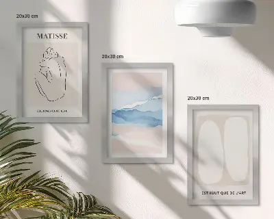 Matisse absztrakt formái és finom színei keretezett triptichon