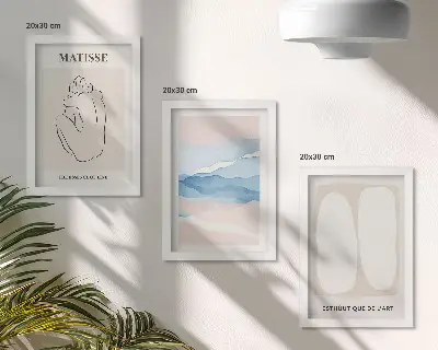 Matisse absztrakt formái és finom színei keretezett triptichon