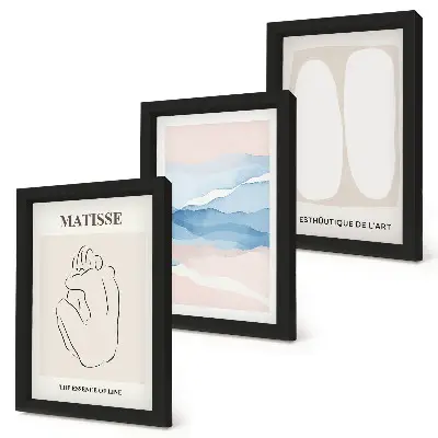 Matisse absztrakt formái és finom színei keretezett triptichon