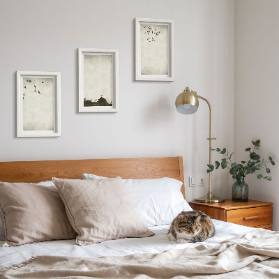 Modern keretezett kép szett Repülő madárraj minimalista stílusban