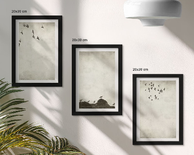 Modern keretezett kép szett Repülő madárraj minimalista stílusban