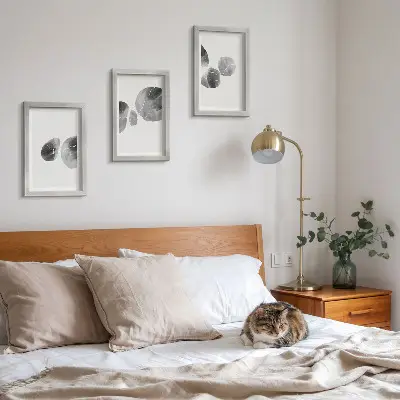 Modern keretezett kép szett absztrakt festékfoltos minimalista stílusban