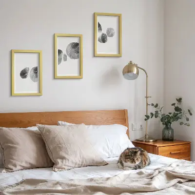Modern keretezett kép szett absztrakt festékfoltos minimalista stílusban