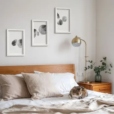 Modern keretezett kép szett absztrakt festékfoltos minimalista stílusban