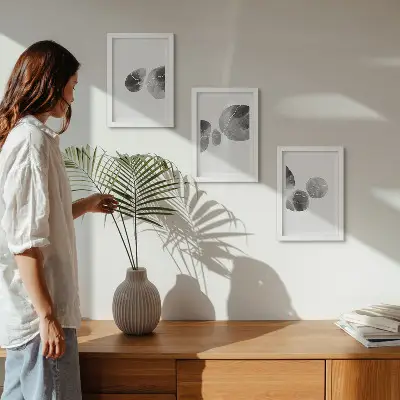 Modern keretezett kép szett absztrakt festékfoltos minimalista stílusban