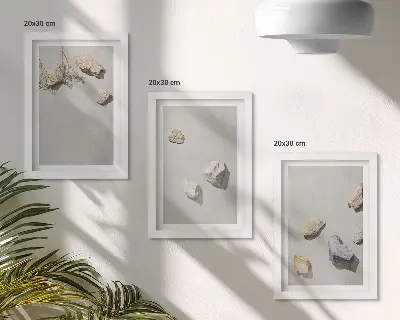Bohém tengerparti kövek minimalista falikép szett modern keretes kivitelben