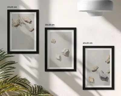 Bohém tengerparti kövek minimalista falikép szett modern keretes kivitelben