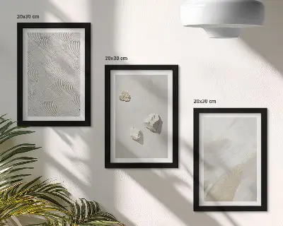 Keretezett triptichon homok, kövek és modern festéktextúrák mintával