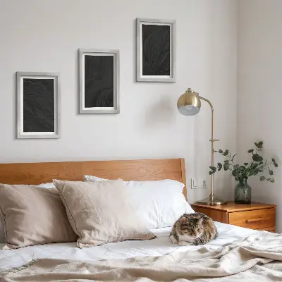 Keretezett triptichon sötét márvány mintázat elegáns stílusban